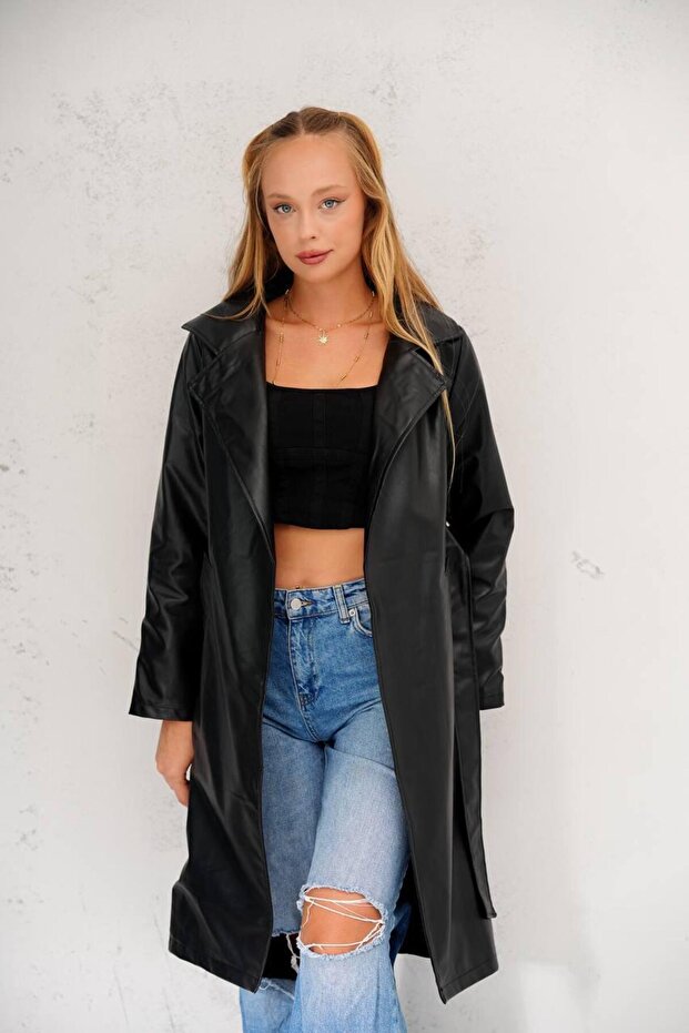 DERİ UZUN CEKET - 2