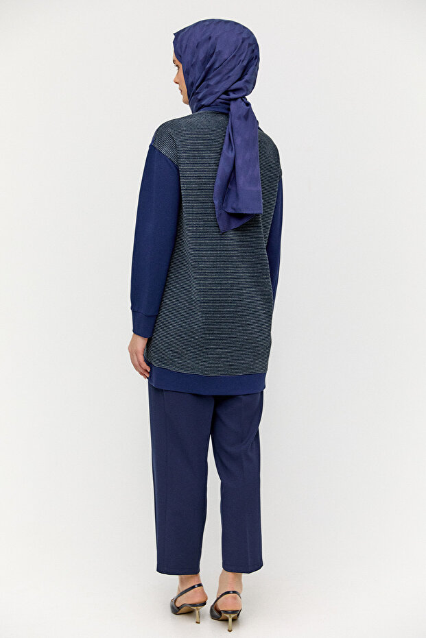 Deri Parçalı Fileli Tunik - 7