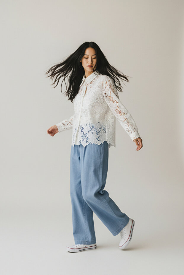 Luna Dantel Gömlek - 1