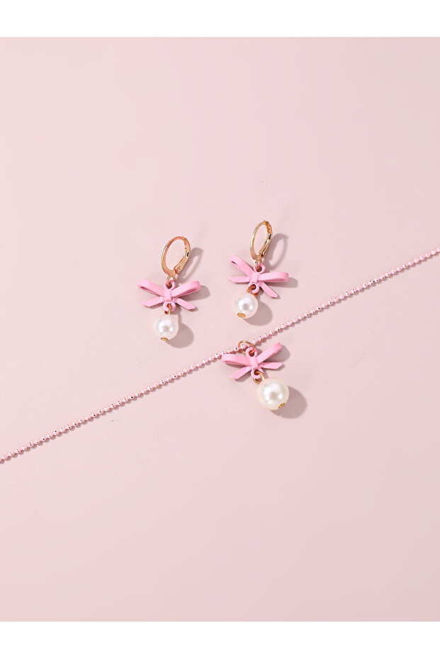 Set of 2 - Faux Pearl Drop Necklace and Earrings