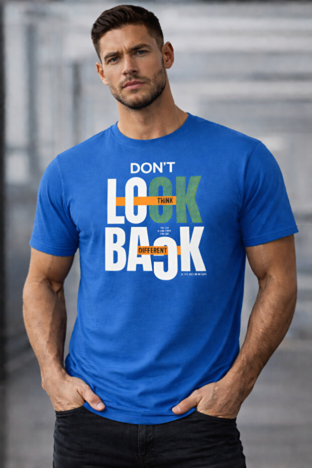 Lock Back Text Detailed Basic T-Shirt