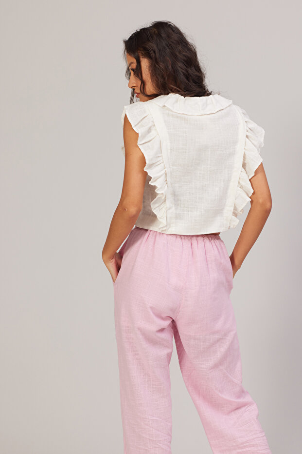 BUTTON DETAILED ARMLESS BLUZ - 4