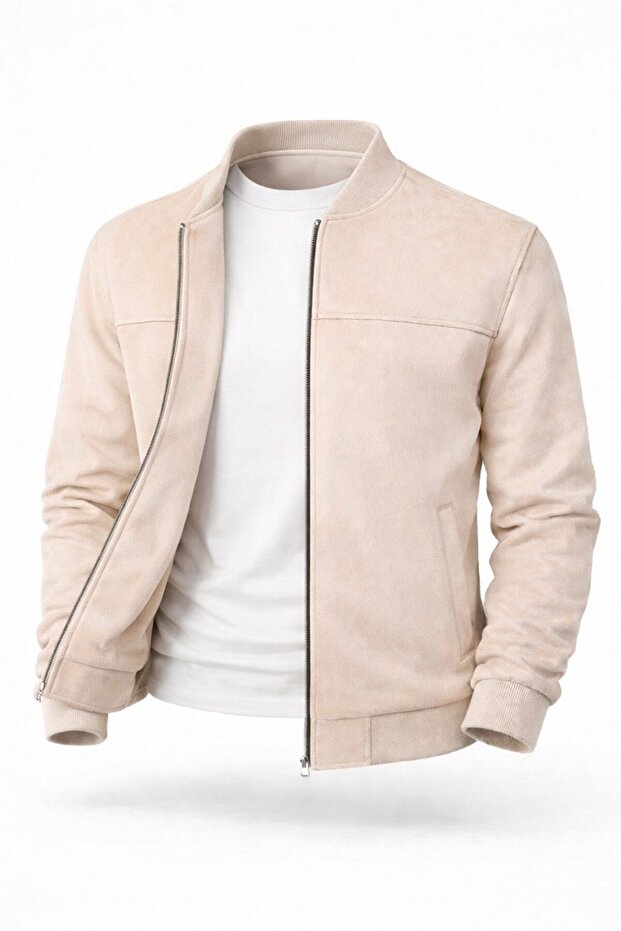Basic Bomber Kolej Mevsimlik Süet Ceket - 3