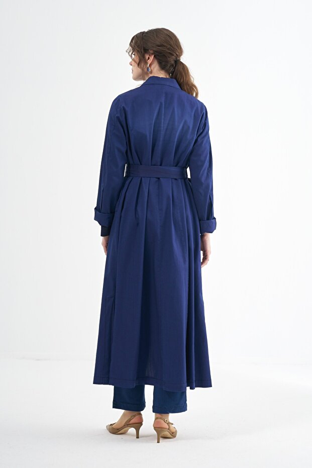 Nakış Detaylı Kot Pardesü - 4