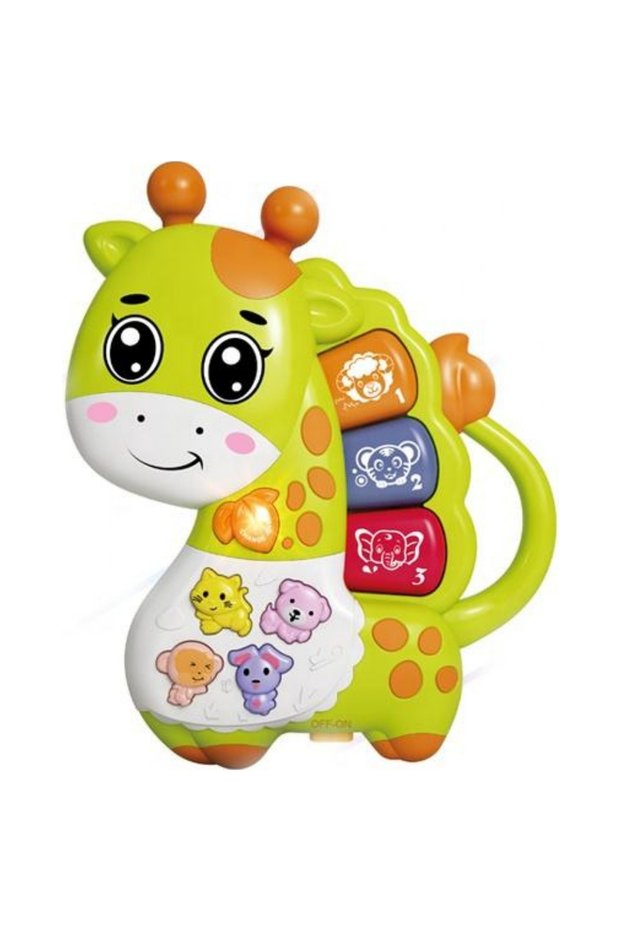-Baby Musical Giraffe Toy for Early Learning - Green/Yellow