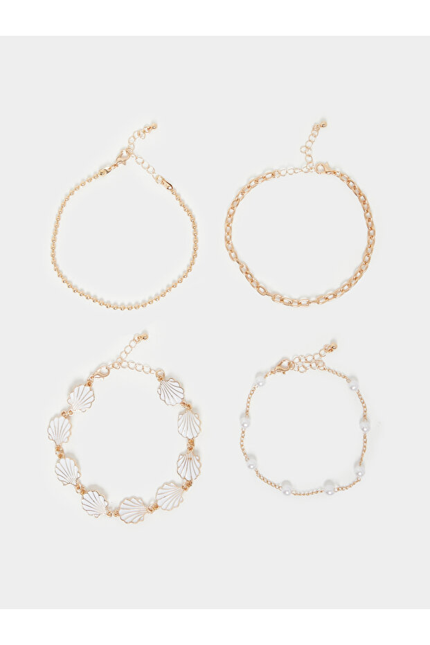 Set of 4 - Shell Charm Assorted Anklet