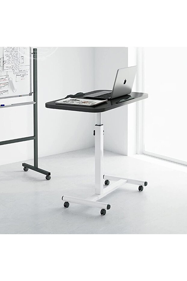 Over-Bed Table with Wheels - Adjustable Height, Mobile Laptop Desk - 3