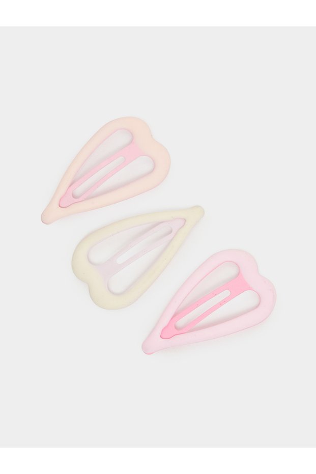 Pack of 3 - Girls Pink Heart Hair Clips