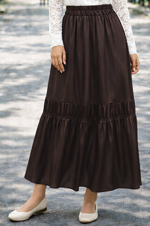Elastic Waist Skirt A60659 Brown