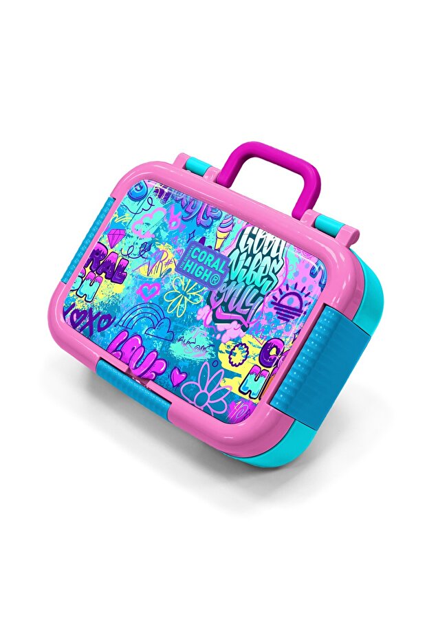 Kids Lavender Water Green Graffiti Patterned Stainless Steel Lunch Box 39294