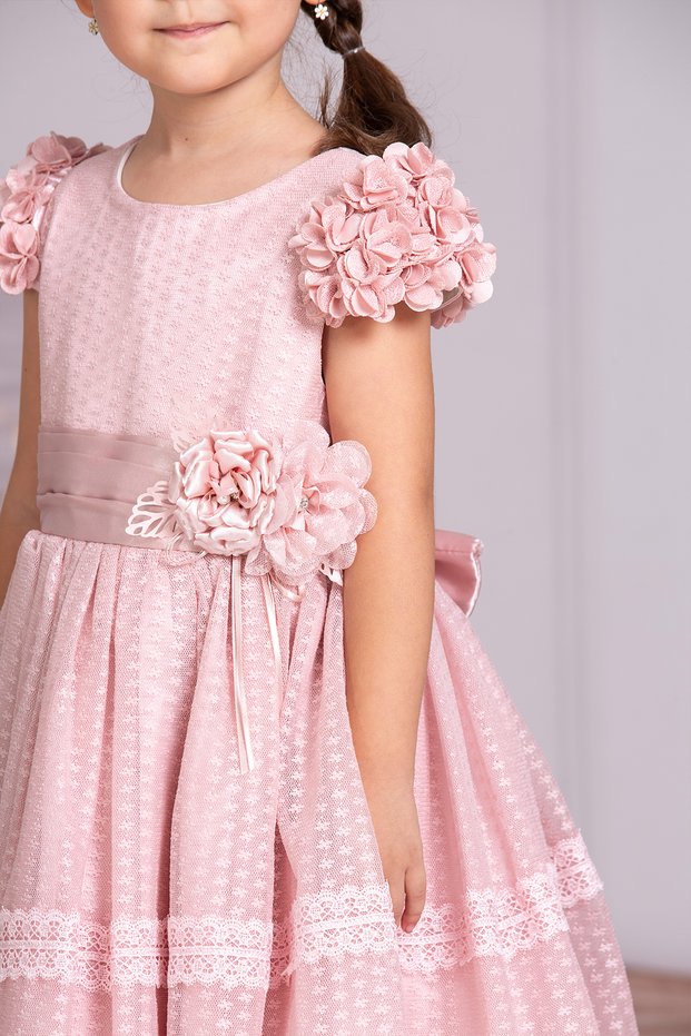 Kiz Cocuk Lace Flower Detail Dress
