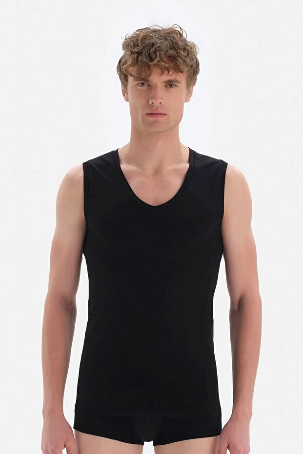 100% Cotton Men's Sleeveless V-Neck 2-Piece Undershirt
