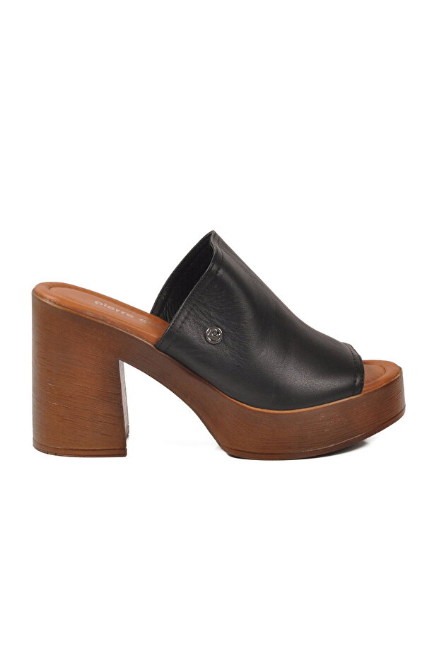 Black Women's Heeled Slippers Pc-7235 Z