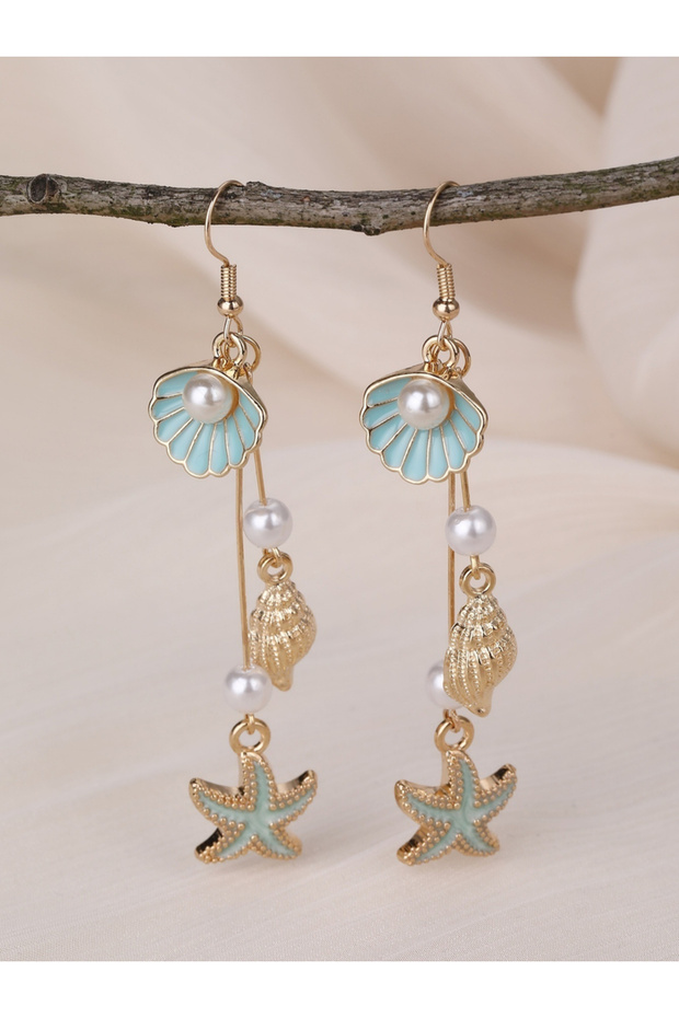 Seaside Pearl and Shell Dangle Earrings