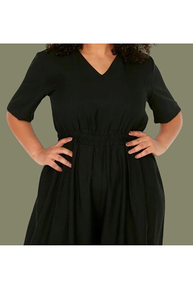 Siyah Bel Detaylı Tulum - 2