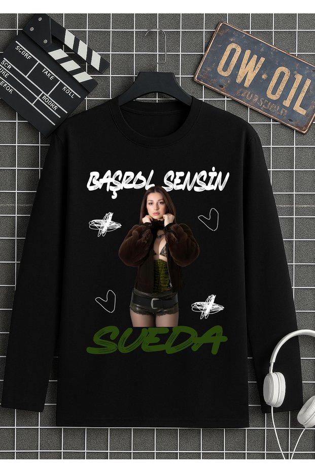Manifest Grup Başrol Sensin Printed Long Sleeve T-Shirt Unisex 100% Cotton Breathable Fabric Organic