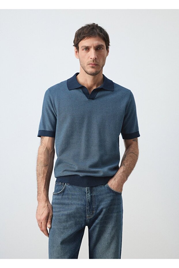 %100 pamuklu kombinli örme polo - 1