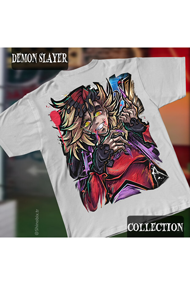 Demon Slayer Anime Douma Upper Rank 2 Oversized Printed T-Shirt with Collectible Card Gift