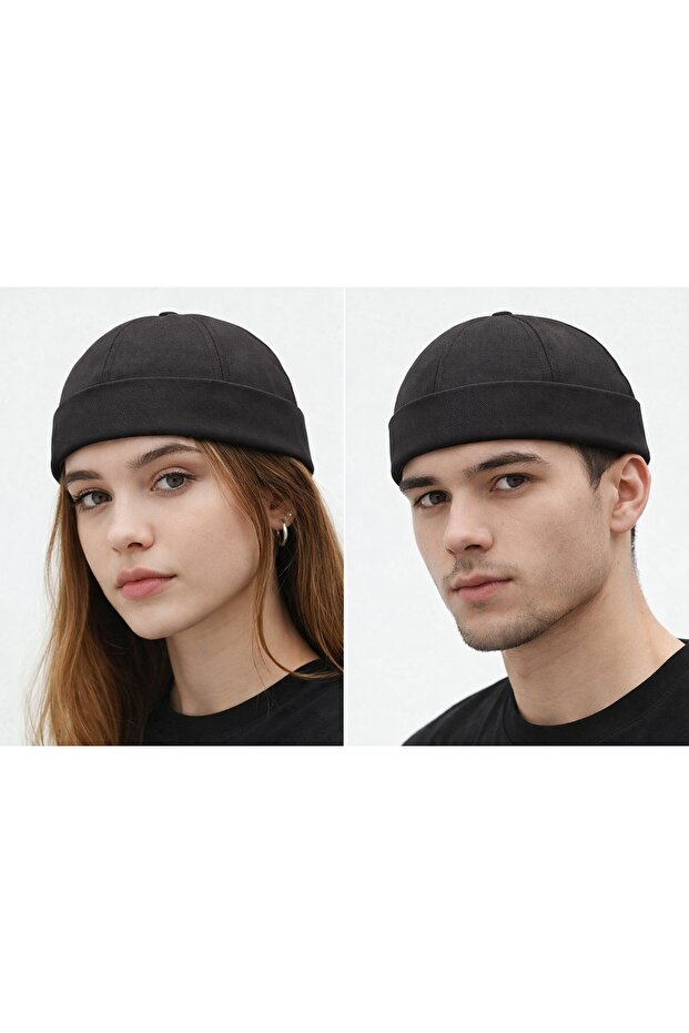 1 Piece Black 100% Cotton 4 Season Unisex Cap Docker Hat with Velcro