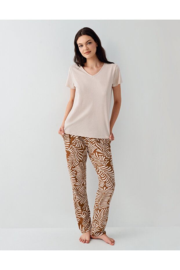 Women's Modal-Cotton V-Neck Short Sleeve Pajama Set