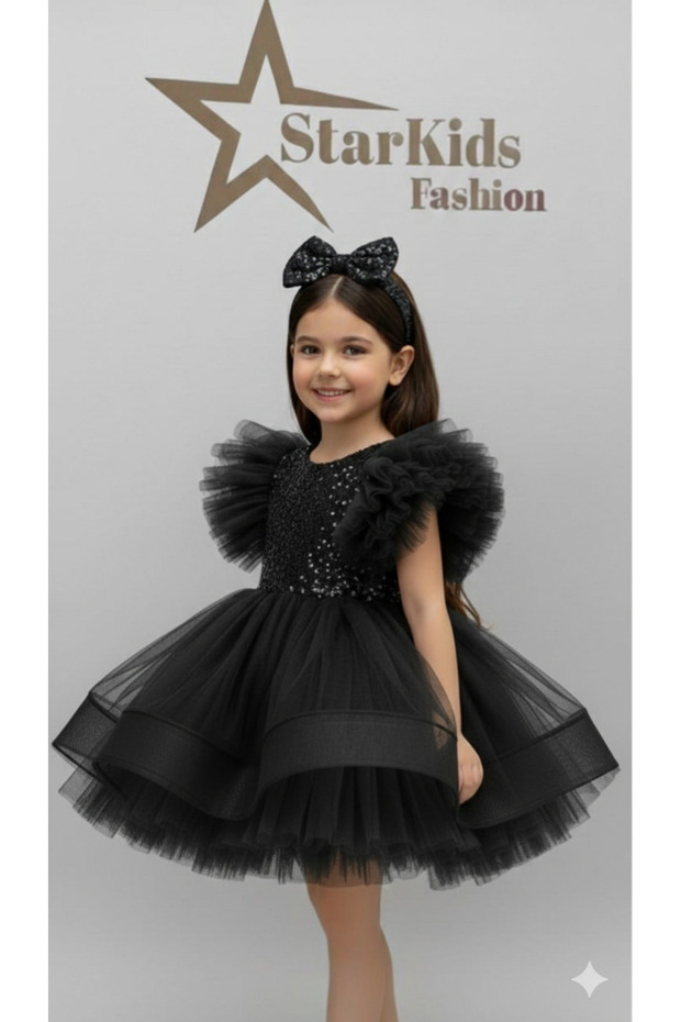 Girl's Black Sequin Tutu Dress, Girl's Party Dress