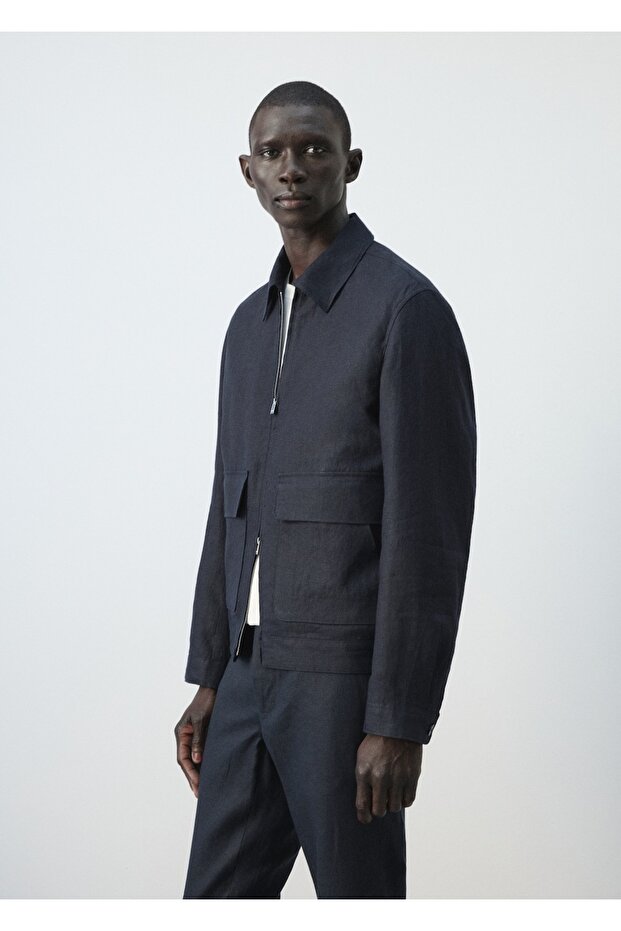 %100 keten cepli ceket - 7