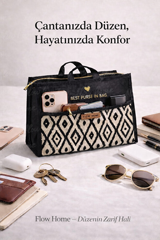 Zippered Organizer Inside the Bag 12 Compartments Organizer Inside the Bag Travel Bag Organizer Bohemian