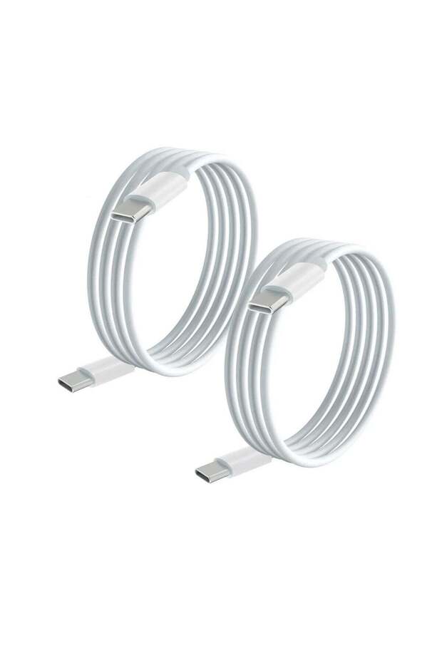 كابلان USB من النوع C إلى USB من النوع C - طول 1 متر - طاقة 20 واط - لون أبيض الاصلي