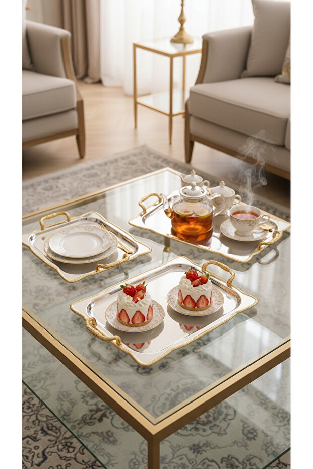 طقم صواني تباسي تقديم متعدد الاستخدامات - 2