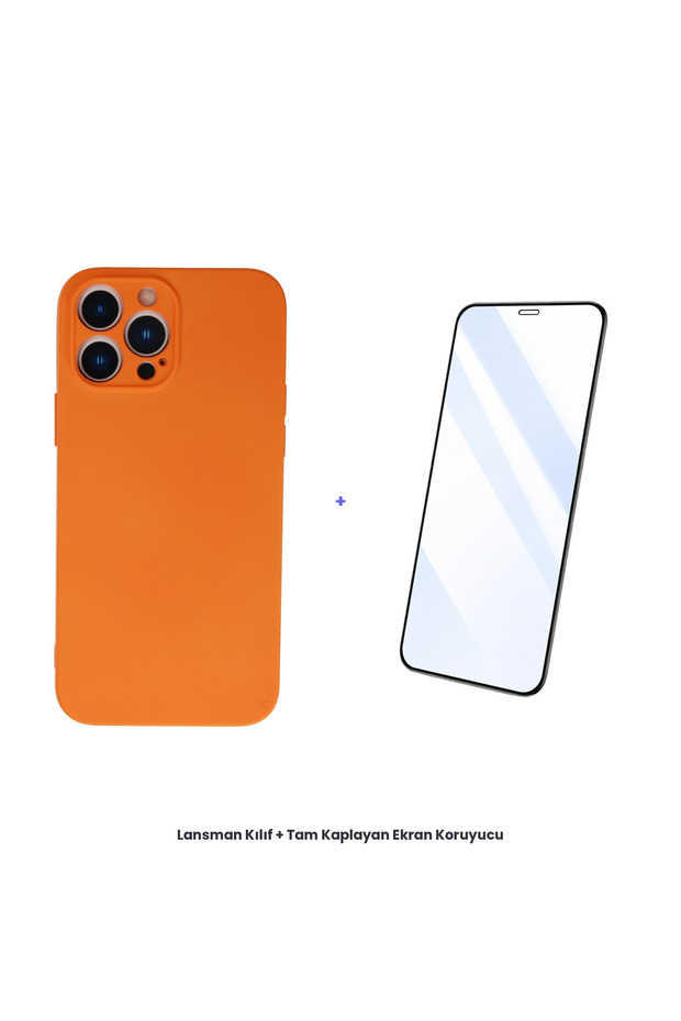 iPhone 13 Pro Max Launch Case + Full Coverage Antistatic Screen Protector Set - Orange - 1