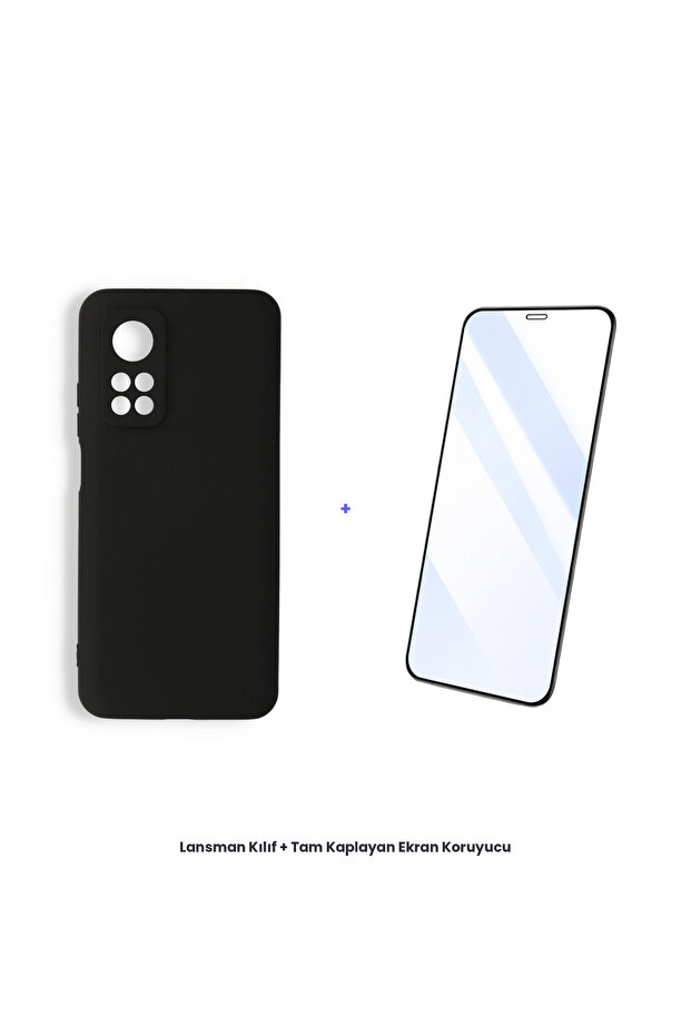 حافظة Mi 10T + مجموعة واقي شاشة مضاد للكهرباء الساكنة تغطي الشاشة بالكامل - أسود - 1