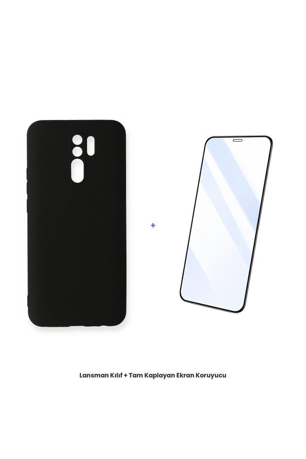 حافظة إطلاق نار لهاتف Redmi 9 + مجموعة واقي شاشة مضاد للكهرباء الساكنة - أسود - 1