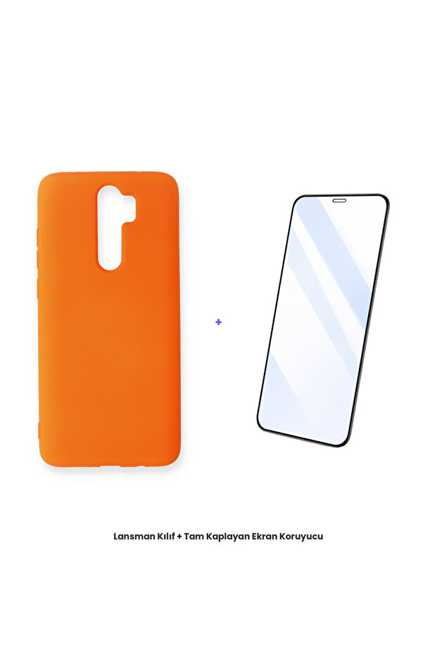 حافظة إطلاق نار لهاتف Redmi Note 8 Pro + مجموعة واقي شاشة مضاد للكهرباء الساكنة - برتقالي - 1