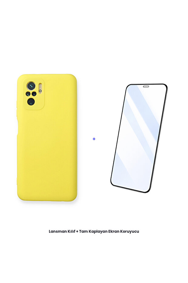 Redmi Note 10 Launch Case + Full Coverage Antistatic Screen Protector Set - Yellow - 1