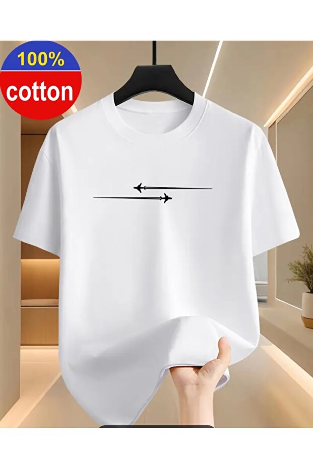 T-Shirt, Cotton, 100% Cotton, Navy Blue, Short Sleeve, Round Neck, Casual, Minimalist