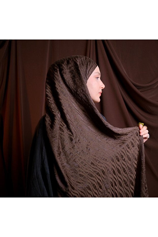 Wave Pattern Italian Jacquard - Navy Blue Shawl - Non-Slip Texture - Summer/Winter - 75X185