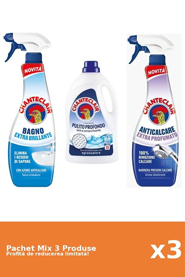 Set 3 Mix Chanteclair: 2 Anticalcar, 1 Detergent