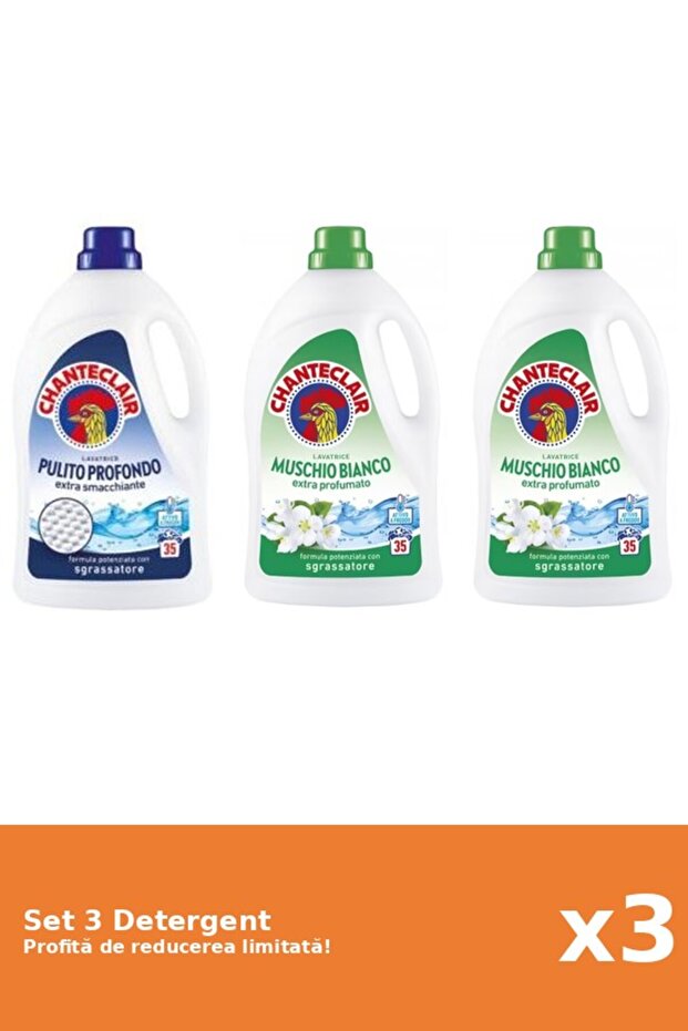 Set 3 Detergent Chanteclair: 1xClasic, 2xMosc Alb