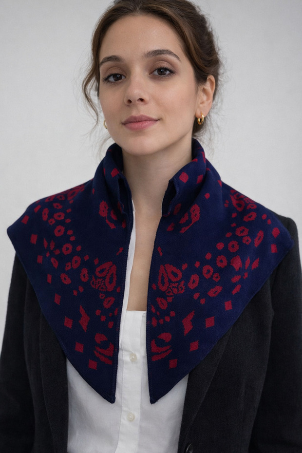 وشاح مثلث منسوج منقوش ذو وجهين - 2