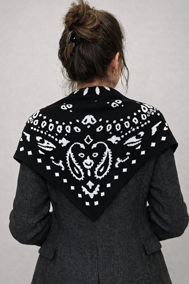 وشاح مثلث منسوج منقوش ذو وجهين - 2