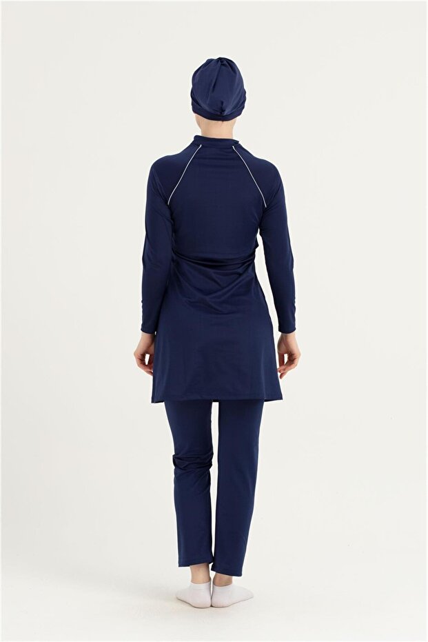 Women's Navy Blue Long Sleeve Hijab Swimsuit