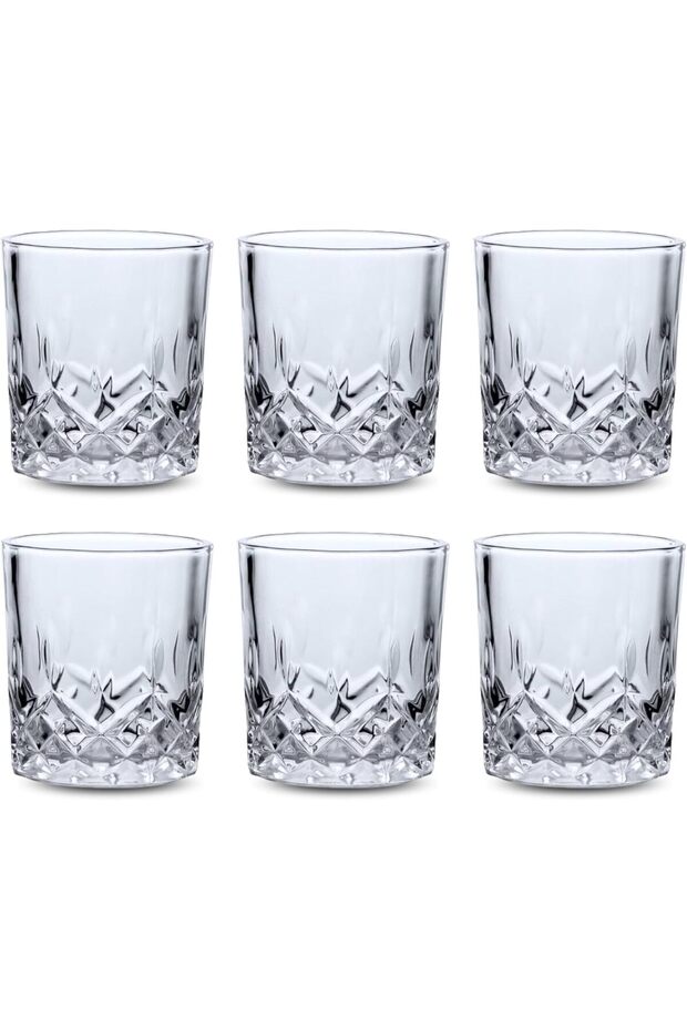 6 PCS Glass Tumbler Set by Addox Premium Drinking Glasses 240ml (AquaGlow)