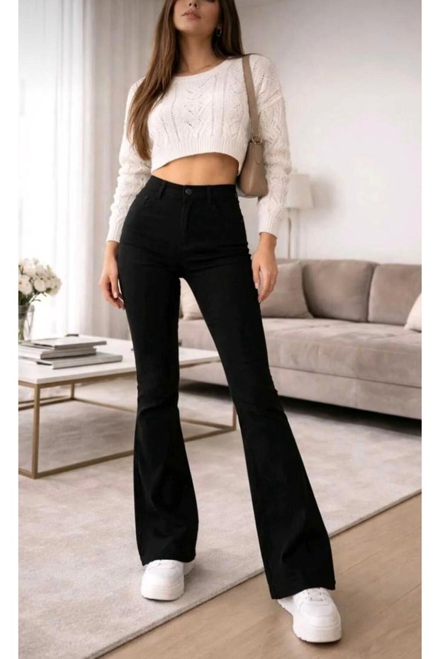 New Season Collecting and Shaping Lycra High Waist Women's Spanish-Style Flare Jeans