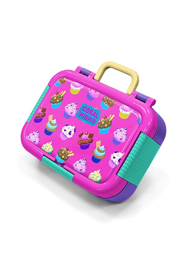 Kids Lavender Pink Cupcake Patterned Stainless Steel Lunch Box 39307