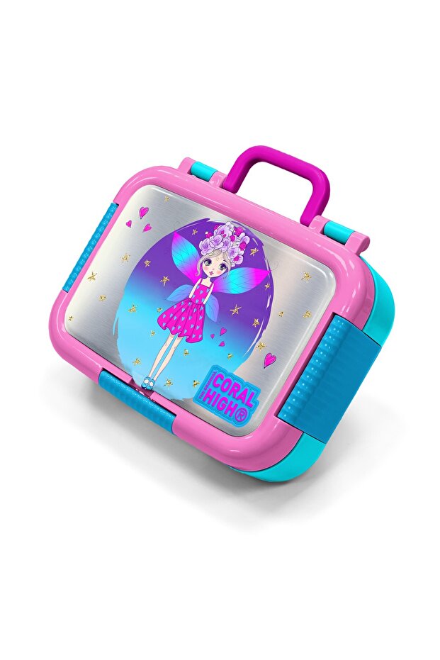 Kids Pink Blue Fairy Patterned Stainless Steel Lunch Box 39322