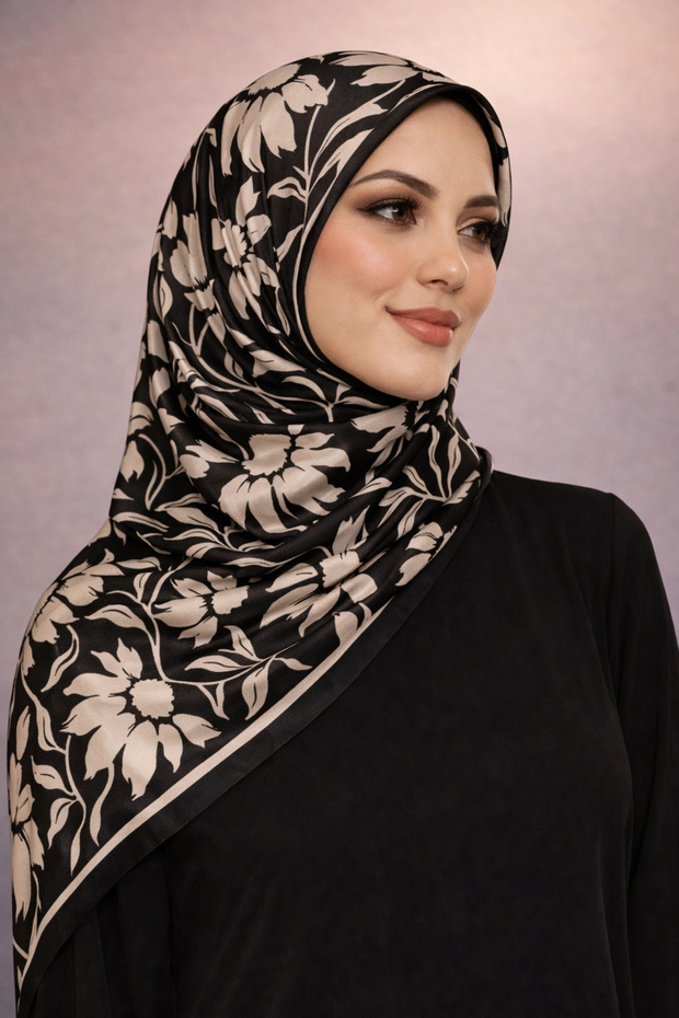 شال قطني ناعم من سلسلة بلاك وايت D8