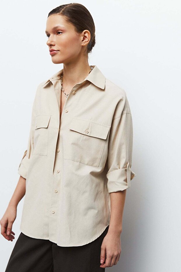 Cepli Oversize Gömlek - 1