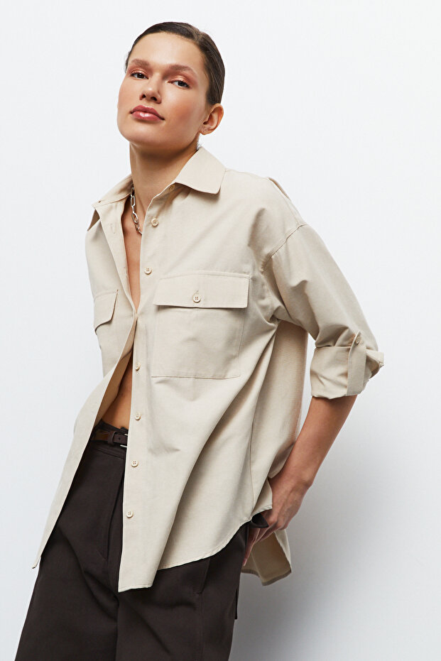 Cepli Oversize Gömlek - 5