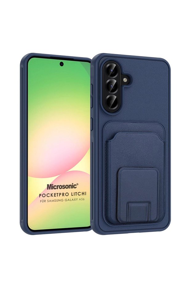Samsung Galaxy A56 Case Pocketpro Litchi Navy Blue