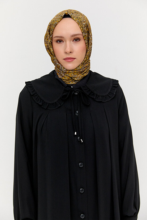 Düğmeli Krep Ferace - 4